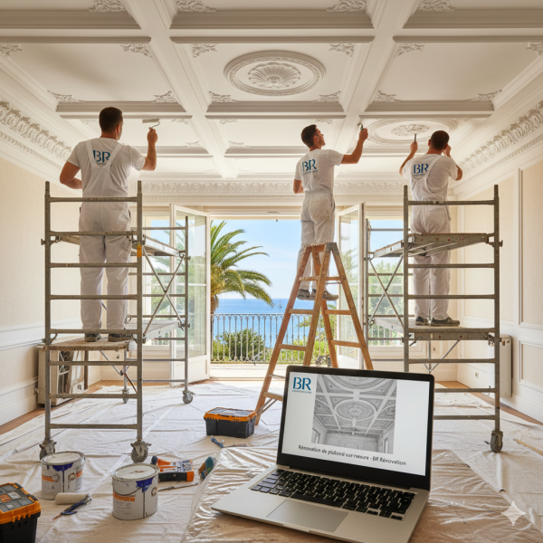 Peinture sur faux plafonds par l'entreprise Bessiere à Saint-Laurent-du-Var