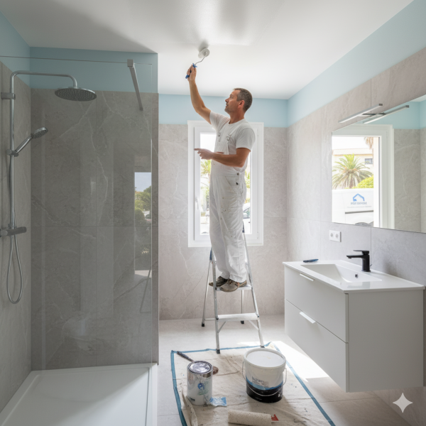 Prix des travaux de peinture mur et plafond dans une salle de bain rénovée par un professionnel expérimenté à Saint-Laurent-du-Var